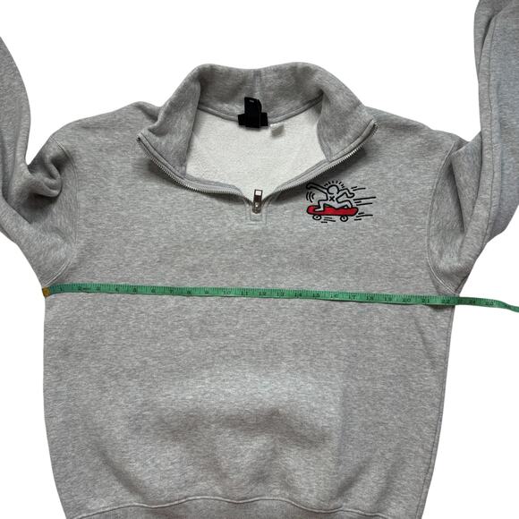 KEITH HARING x H&M Skateboard Figure 1/4 Zip Fleece Sweatshirt Size Medium Mens - Picture 5 of 8